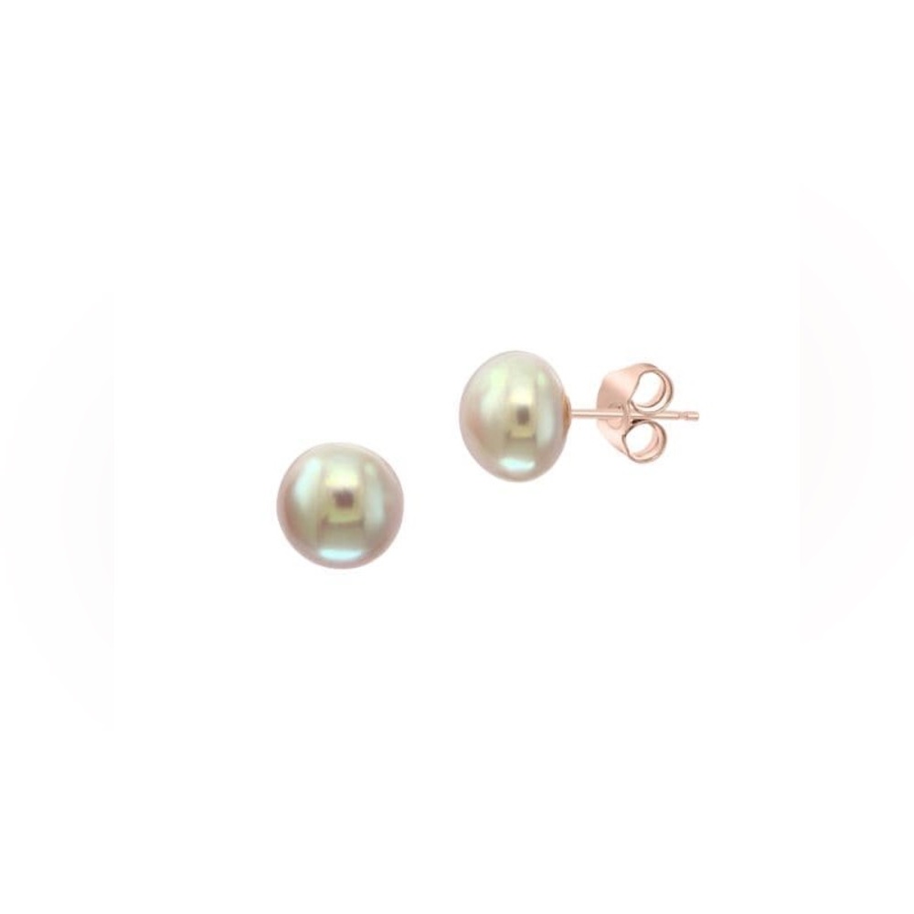 NWT EFFY 14K Yellow Gold Plum (Pink) Color Fresh Water large Pearl Earrings